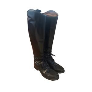 7.5 Ariat Heritage Field Black Lace-Up Knee-High Riding Equestrian Leather Boots